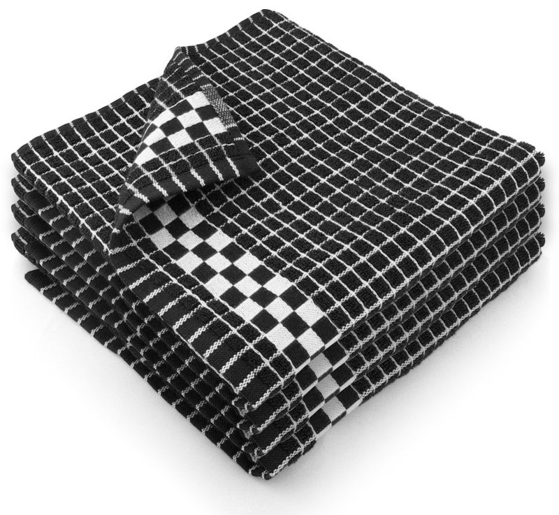 Fecido Classic Dark Kitchen Dish Towels with Hanging Loop - Heavy Duty Absorbent Dish Clothes - European Made 100% Cotton Tea Towels - Set of 4, Black - Image 1